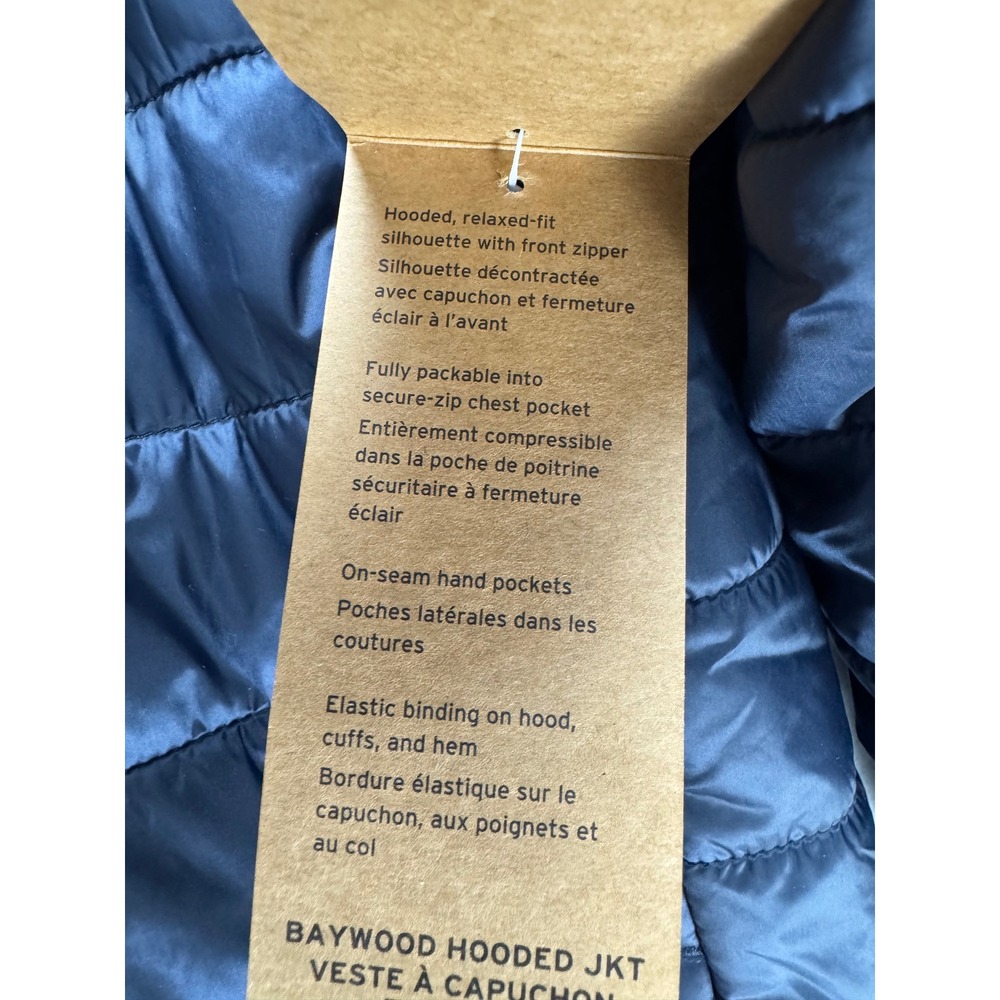 Eddie Bauer Baywood Hooded Jacket Mens Medium Blue Puffer hiking outdoor NWT - Picture 6 of 16